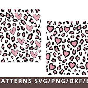 Leopard Heart Pattern Svg Dxf Png, Heart Print Svg, Seamless Svg Cut Files, Cheetah Heart Svg, Valentine Seamless Print Pattern Svg