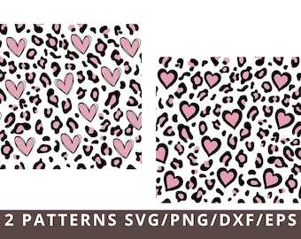 Leopard Heart Pattern Svg Dxf Png, Heart Print Svg, Seamless Svg Cut Files, Cheetah Heart Svg, Valentine Seamless Print Pattern Svg