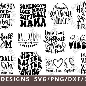 Softball Mom svg Bundle, jemandes lauter Mund Softball Mama svg Png, Softball Shirt svg, Softball Mom Life svg, Sport Mama Cut File Cricut