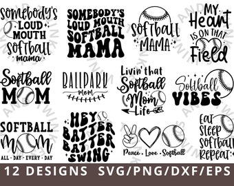 Softball Mom Svg Bundle, Somebody&#39;s Loud Mouth Softball Mama Svg Png, Softball Shirt Svg, Softball Mom Life Svg, Sports Mama Cut File Cricut