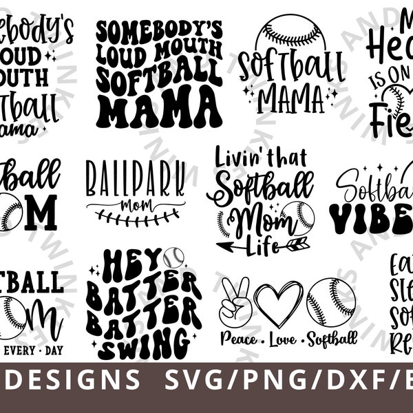 Softball Mom Svg Bundle, Somebody's Loud Mouth Softball Mama Svg Png, Softball Shirt Svg, Softball Mom Life Svg, Sports Mama Cut File Cricut