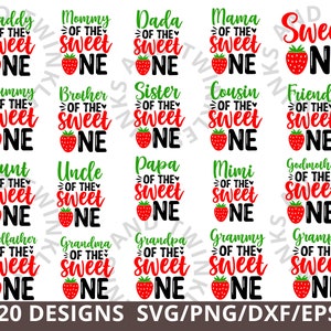 Süße Erdbeere Geburtstags-Svg-Png, passende Familie Erdbeere Geburtstags-Svg, Süße Erdbeere Erster Geburtstags-Svg Png, 1. Geburtstag
