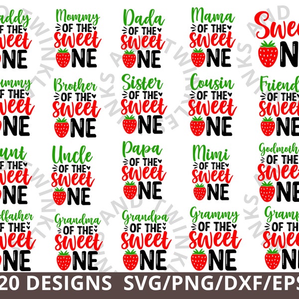 Sweet One fraise anniversaire Svg Png, correspondant famille fraise anniversaire Svg, Sweet One fraise premier anniversaire Svg Png, 1er anniversaire