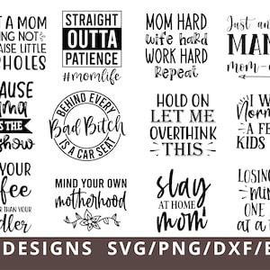Maman Svg Bundle, maman drôle Svg, derrière chaque mauvaise chienne est un siège de voiture Svg, fête des mères Svg, maman vie Svg, maman Svg, maman cite Svg Png