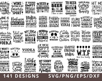 Alcohol Quotes Svg Bundle, Funny Alcohol Svg, Wine Svg, Coaster Svg, Beer Svg, Drinking Svg, Whiskey Svg, Sassy Quotes, Vodka Tequila Svg