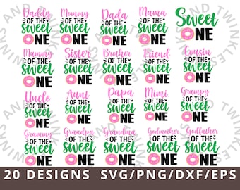 Sweet One Donut Birthday Svg, Donut First Birthday Svg Png, Donut 1st Birthday Girl Svg, Matching Family Birthday Svg Cut File Png Dxf