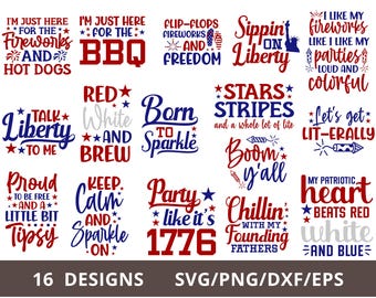 Funny 4th of July SVG Bundle, July 4th SVG Png, Fourth of July Svg, America Svg, USA Svg, Patriotic Svg, Independence Day Svg