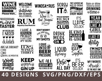 Alcohol Quotes Svg Bundle, Wine Svg, Funny Alcohol Svg, Coaster Svg, Beer Svg, Whiskey Svg, Sassy Quotes, Drinking Svg, Vodka Tequila Svg