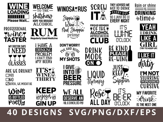 Alcohol Quotes Svg Bundle, Wine Svg, Funny Alcohol Svg, Coaster Svg, Beer Svg, Whiskey Svg, Sassy Quotes, Drinking Svg, Vodka Tequila Svg