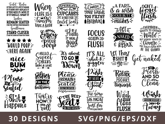 Funny Bathroom Quote SVG Bundle, Restroom Sign Cut Files (Digital Download)