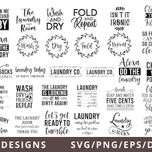 Laundry Svg Bundle, Laundry Room Sign Svg Dxf Eps Png, Wash and Dry Svg