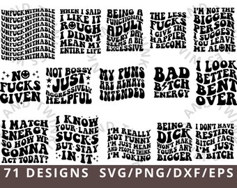 Sarcastic SVG Bundle, Retro Funny SVG bundle, Sarcasm SVG bundle, Sassy Svg quotes shirts, Funny mom gift, Funny mom Png, Silhouette, Cricut