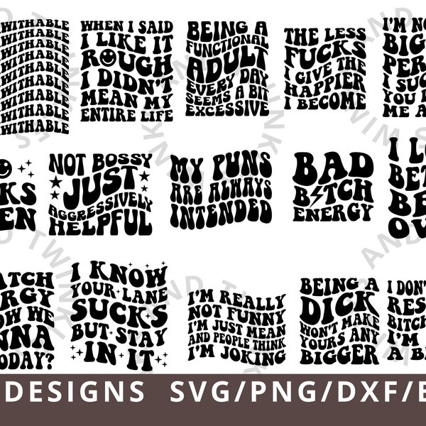 Sarcastic SVG Bundle, Retro Funny SVG bundle, Sarcasm SVG bundle, Sassy Svg quotes shirts, Funny mom gift, Funny mom Png, Silhouette, Cricut