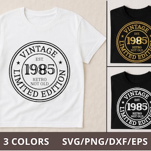 40. Geburtstags-Svg-Png, Vintage 1985-Spng-Png, im Alter zur Perfektion-Svg, zum 40