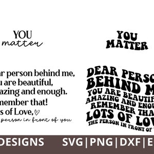 Beste persoon achter mij Je bent mooi Verbazingwekkend en genoeg Svg Png Dxf Eps Mental Health You Matter Self Love Self Care Svg Cut File