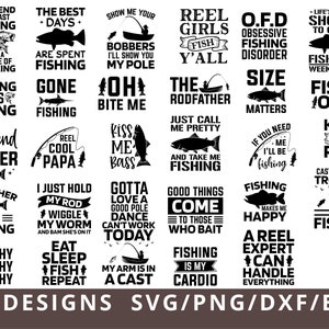 Pesca Svg, Pesca Svg Bundle, Citas de pesca Svg para Cricut, Refranes de pesca Svg, Refranes, Pesca Svg Archivo cortado Png Dxf Eps
