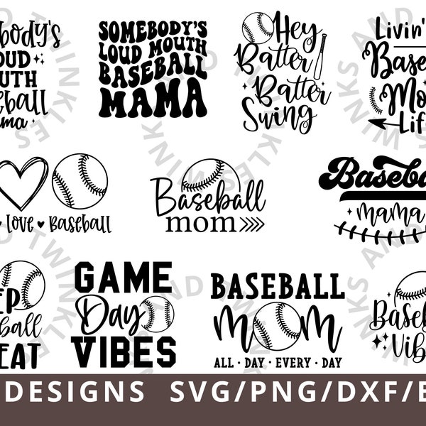 Baseball Mom SVG Bundle, Somebody's Loud Mouth Baseball Mama Shirt SVG, Baseball Mom Life svg, Baseball Sports Svg, Cut File Cricut