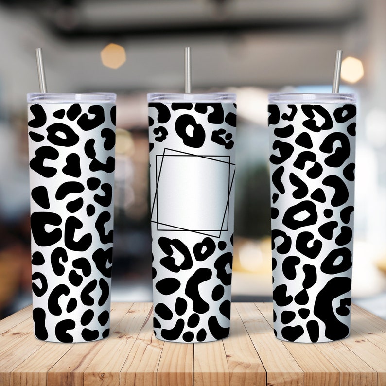 20 Oz Skinny Blank Frame Leopard Tumbler Design, Straight and Tapered ...