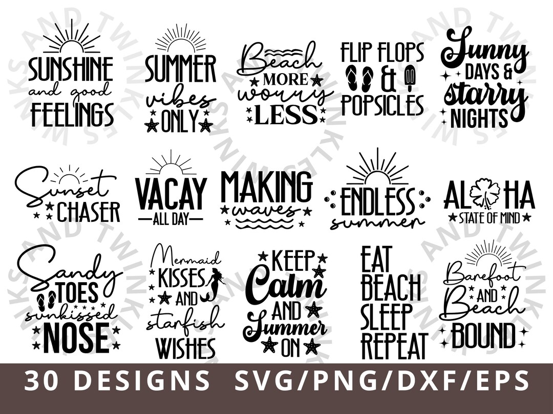 Summer SVG PNG Bundle, Beach Svg, Summertime Svg, Funny Beach Quotes ...