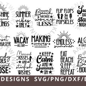 Zomer SVG PNG bundel, strand SVG, zomer SVG, grappige strand citaten SVG, Sunshine SVG, Boho zomer citaten SVG, SVG-bestanden voor cricut