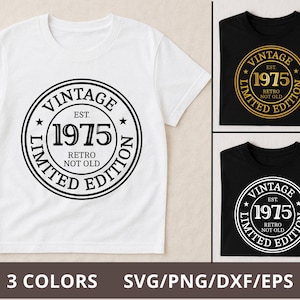 50. Geburtstags-Svg Png, Vintage Retro 1975 Svpng Png, gealtert zur Perfektion Svg, 50 und fabelhaftes Svg, begrenzte Auflage svg, 50 Jahre Geburtstagssvg