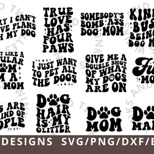 Dog Mom Svg Bundle, Dog Mama Svg, Retro Dog Mom Svg, Somebody's Bad Ass Dog Mom Quotes Svg, Groovy Dog Mom Shirt Svg Png Archivo recortado para Cricut
