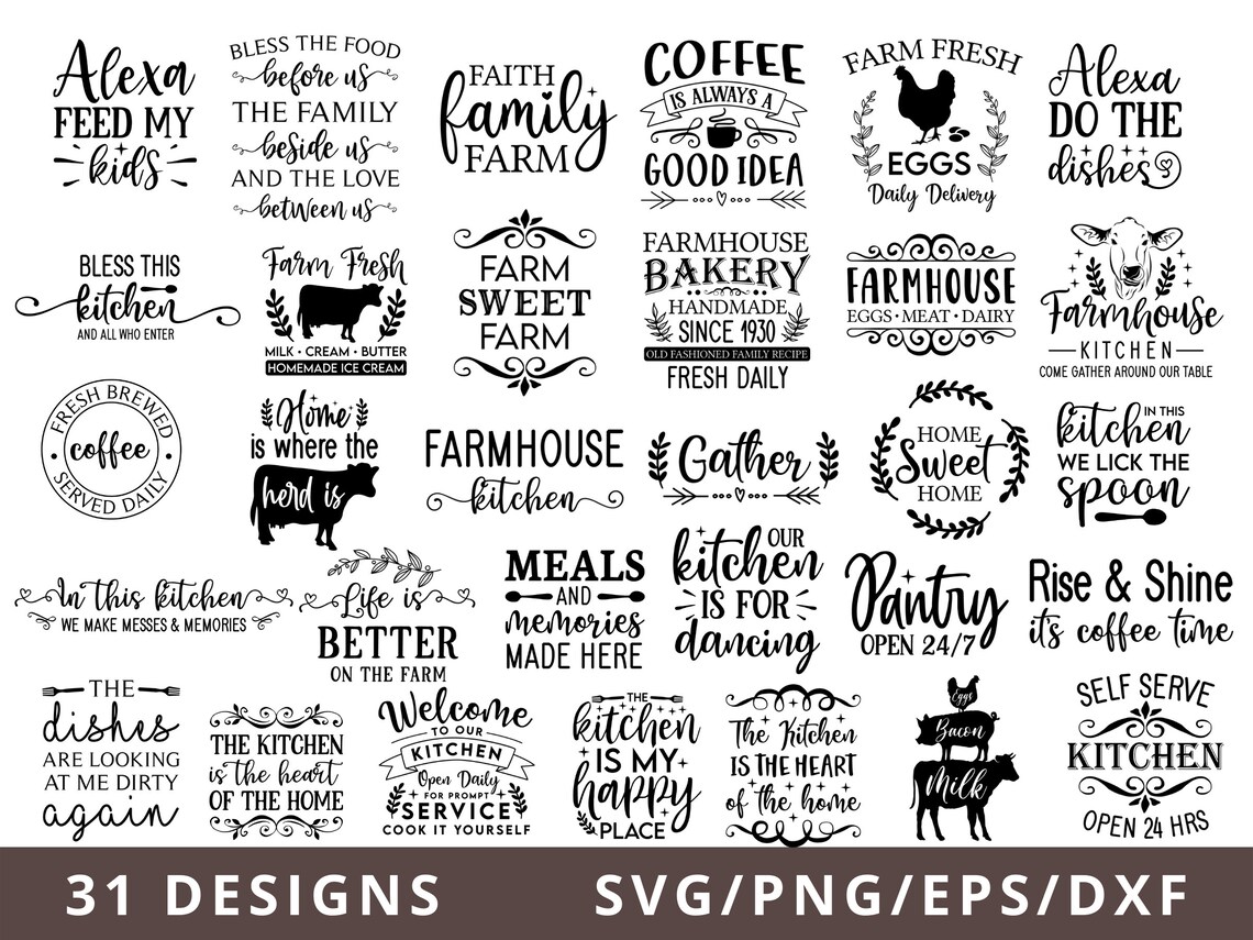 Farmhouse Kitchen Svg Bundle Kitchen Sign Making Svg Kitchen - Etsy Canada