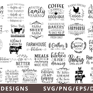 Ferme Cuisine Svg Bundle, Cuisine Enseigne Faisant Svg, Cuisine Signe Svg Dxf Eps Png, Cuisine Ferme Svg, Boulangerie Svg Cut File