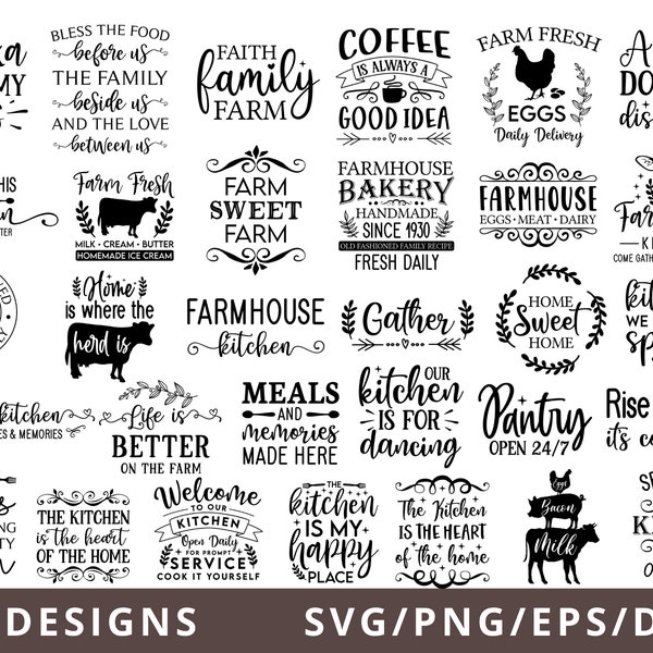 Farmhouse Kitchen Svg Bundle, Kitchen Sign Making Svg, Kitchen Sign Svg Dxf Eps Png, Kitchen Farmhouse Svg, Bakery Svg Cut File