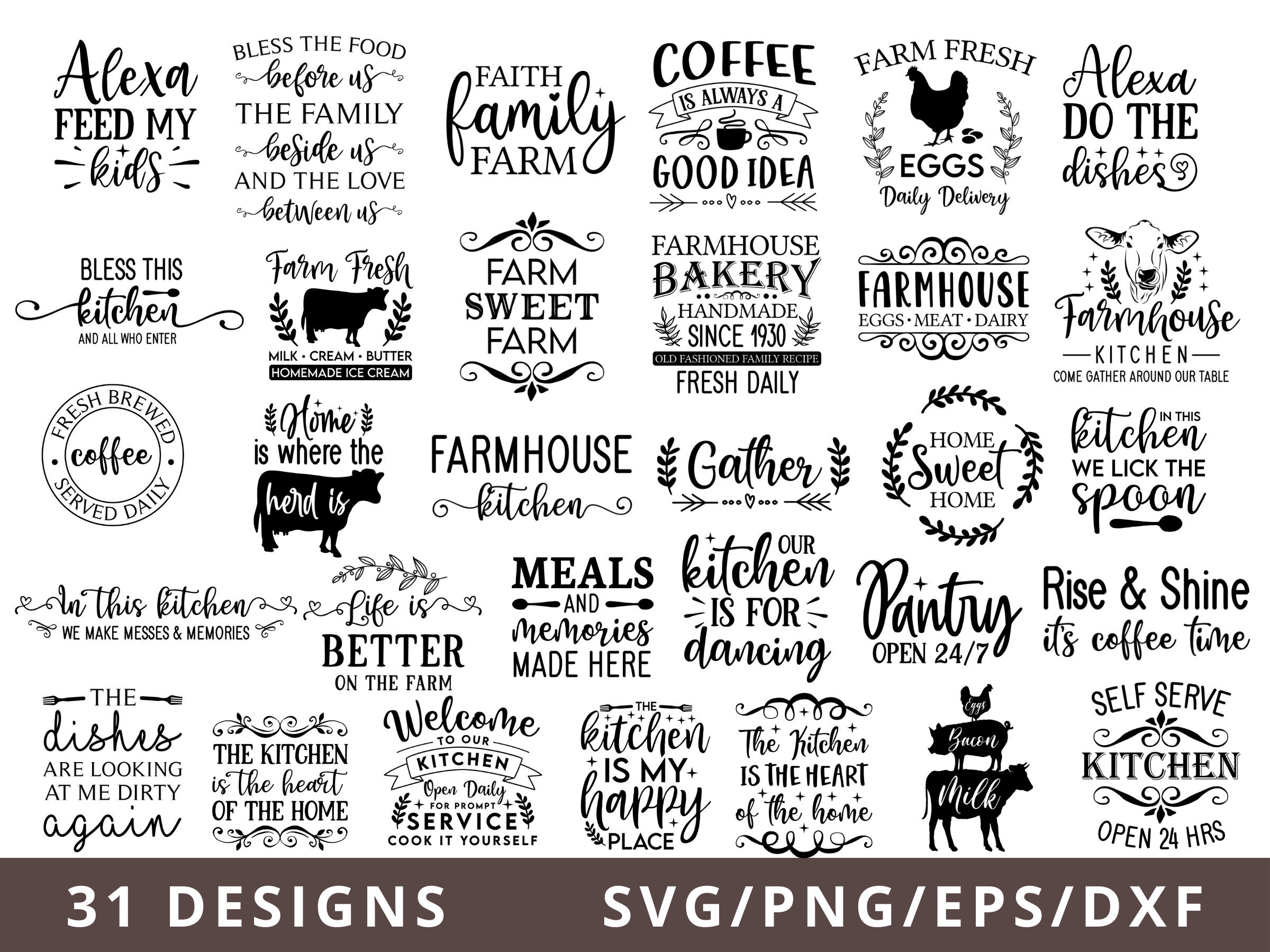 Funny Kitchen Quotes SVG Bundle, 6 Designs, Kitchen Sign SVG, What