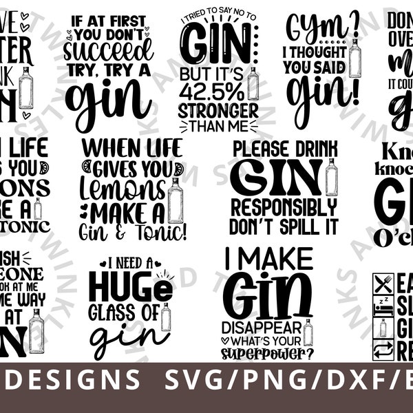 Gin SVG PNG, Alcohol Quotes Svg, Funny Gin Quotes Svg for Cricut Silhouette, Drinking Svg, Gin and Tonic Svg Png Dxf Eps