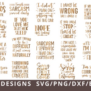 Sarcastic Bundle SVG, Sarcastic Svg Files, Sarcasm Svg, Funny Svg, Funny Quotes Svg, Cut Files, Silhouette, Cricut, Digital, Sarcasm Svg