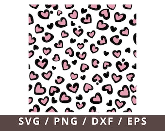 Heart Pattern Svg Dxf Png, Heart Print Svg, Seamless Svg Cut Files, Heart Svg, Valentine Seamless Print Pattern Svg, Love Svg Png Dxf