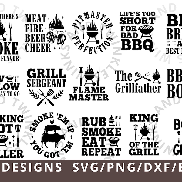 BBQ Quotes SVG Png, Barbecue Svg Png Bundel, Grill Svg, Barbecue Svg, The Grillfather Svg, Papa Svg, Vaderdag Svg, Koning van de Grill Svg