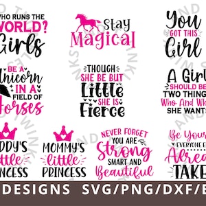 Fille Svg Bundle, petite fille Svg, fille cite Svg Png, citations de chambre de petite fille, énonciations de petite fille, couper des fichiers pour Cricut, Silhouette