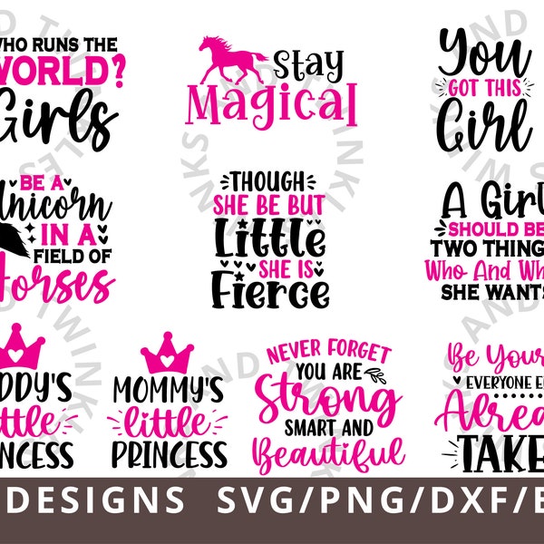 Girl Svg Bundle, Little Girl Svg, Girl Quotes Svg Png, Little Girl Room Quotes, Little Girl Sayings, Cut Files for Cricut, Silhouette