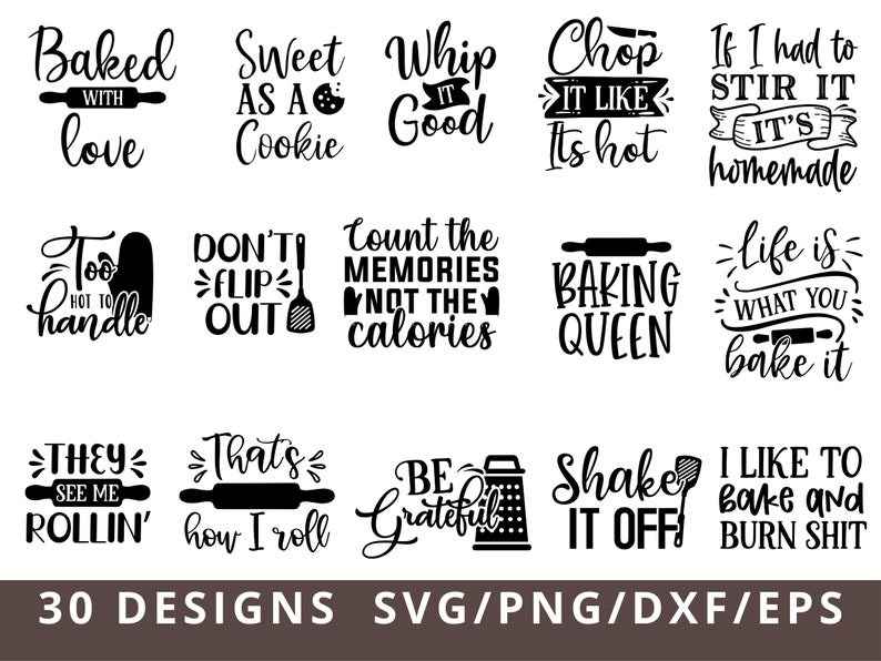 Kök Svg Bundle, Rolig Kök Svg, Bakning Svg, Kök Citat Svg Cut File Png Dxf Eps, Matlagning Svg, Grytlapp Svg, Bakning Queen Svg bild 3