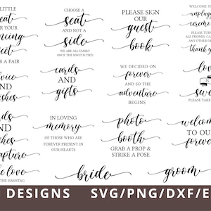 Paquete SVG de boda, Paquete Svg de signos de boda, Signo de boda Svg Png Dxf Eps, Svg de boda, Bienvenido a nuestra boda Svg Png Dxf Eps