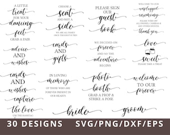 Wedding SVG Bundle, Wedding Signs Svg Bundle,  Wedding Sign Svg Png Dxf Eps, Wedding Svg, Welcome To Our Wedding Svg Png Dxf Eps
