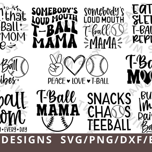 T-ball Mom Svg Bundle, Somebody's Loud Mouth T ball Mama Svg Png, Tee-Ball Mom Svg Png Dxf Layered Digital Cricut Cut Files