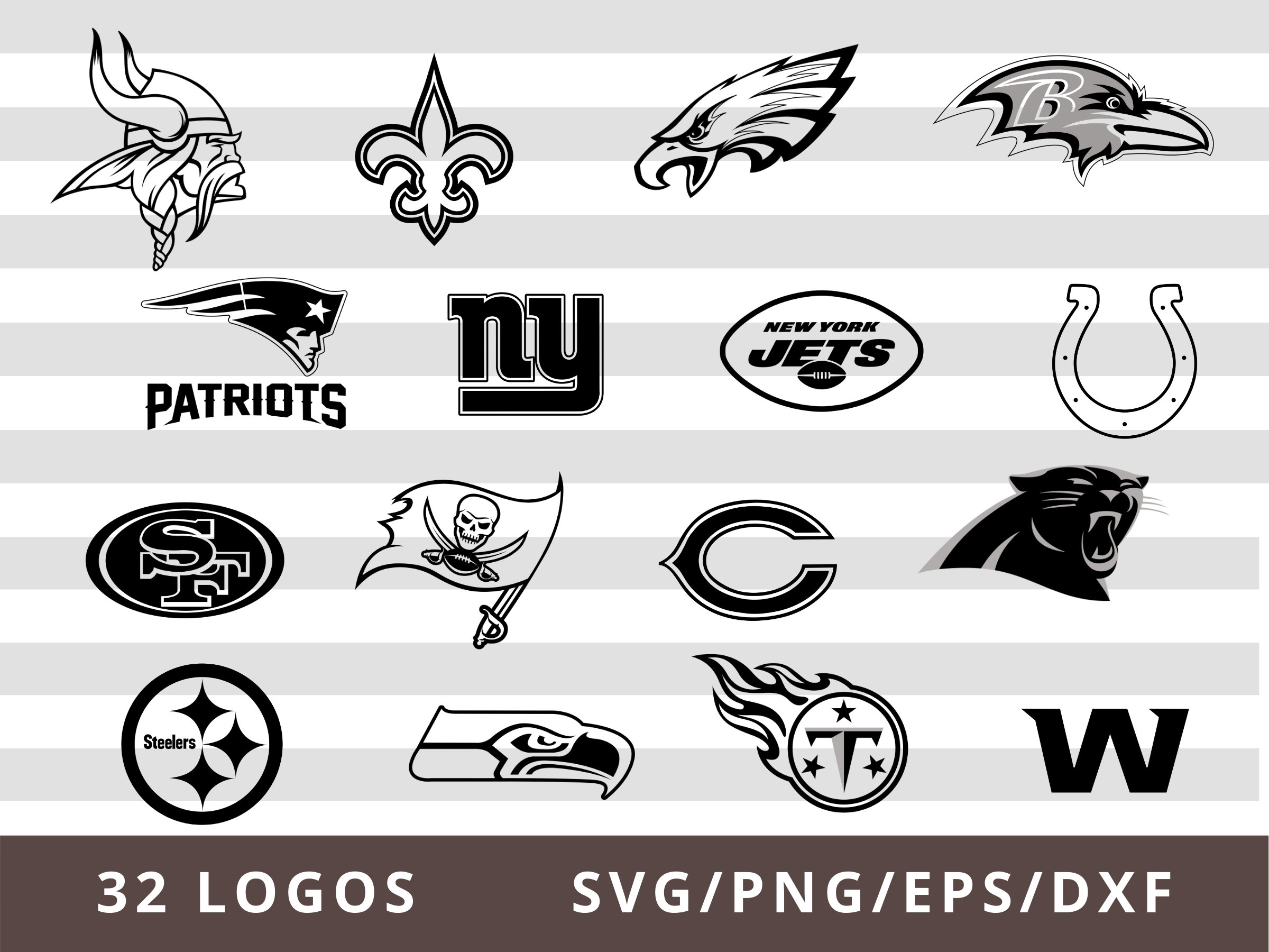 Nfl Svg Nfl Team Logo Svg Black And White Nfl Svg Bundle Etsy | The ...