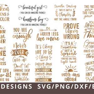 Pakiet motywacyjnych cytatów SVG, inspirujące cytaty SVG, cytaty z życia SVG, plik do cięcia dla Cricut, sylwetka, Cameo, SVG, PNG, EPS, Dxf