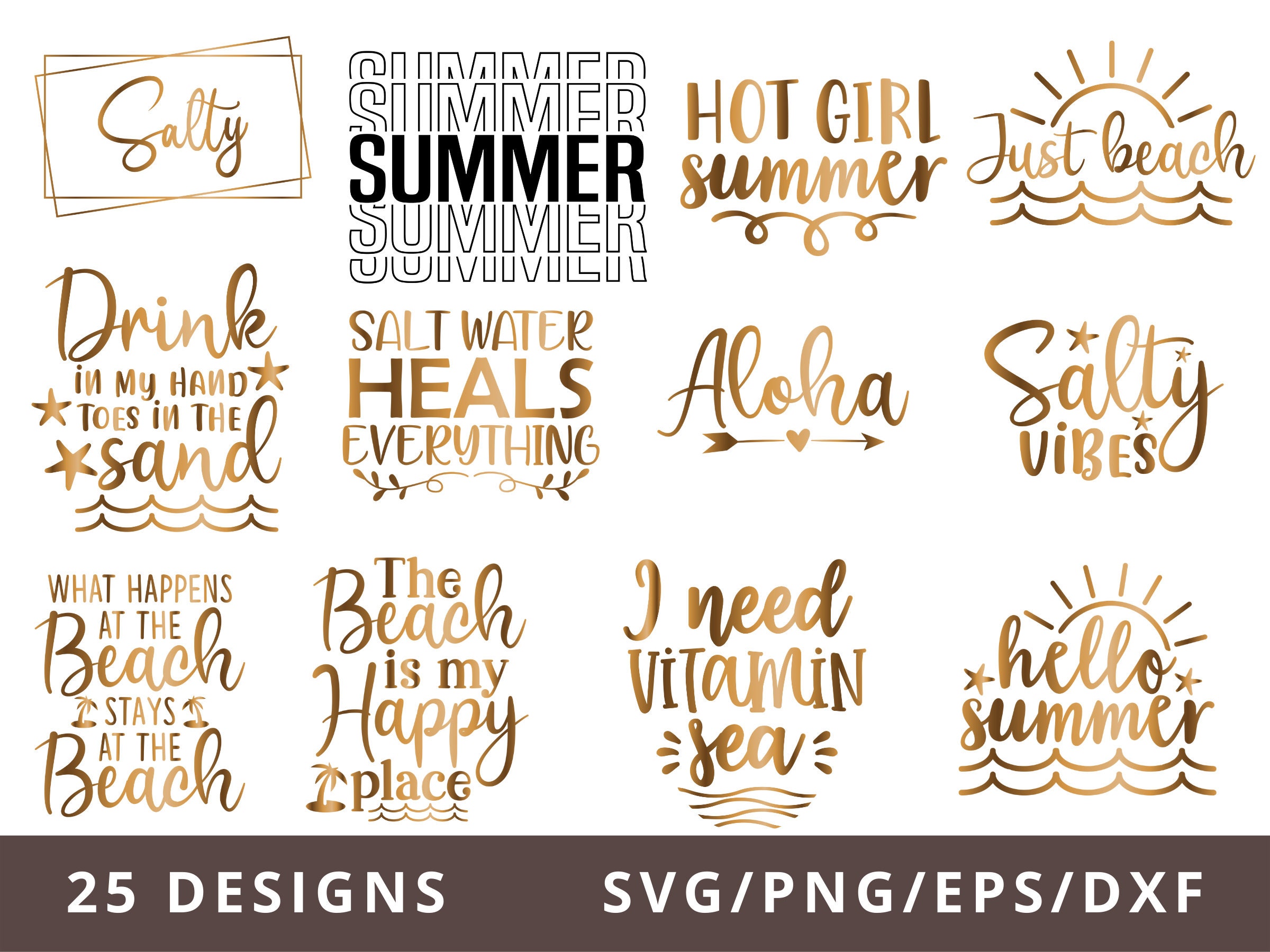 Beach Quotes SVG Bundle, Summer Designs (digital Files) - Etsy