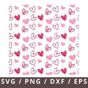 Heart Pattern Svg Dxf Png, Heart Print Svg, Seamless Svg Cut Files, Heart Svg, Valentine Seamless print Pattern Svg, Love Svg Png Dxf