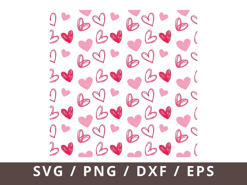 Coeur motif Svg Dxf Png, coeur impression Svg, fichiers de coupe Svg sans couture, coeur Svg, Saint-Valentin sans couture impression motif Svg, amour Svg Png Dxf image 1