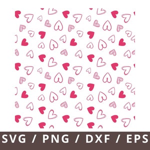 Heart SVG, Heart Pattern SVG Files, Seamless Print Pattern SVG Instant Download, Cricut Silhouette Cut Files, Download, Heart Print Svg