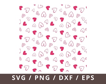 Coeur SVG, fichiers SVG motif coeur, impression sans couture motif SVG téléchargement immédiat, fichiers de coupe Cricut Silhouette, téléchargement, coeur impression Svg