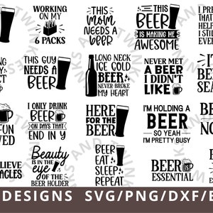 Cerveza SVG, paquete SVG de cotizaciones de cerveza, SVG de vaso de cerveza, cotizaciones de alcohol Svg Png Dxf Eps, archivo Svg de cerveza para Cricut, Silueta, Archivo de corte, Png