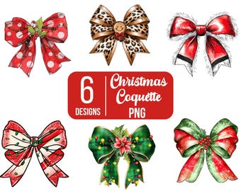 Christmas Coquette Bow Png Bundle, Christmas Sublimation Design, Coquette Christmas Png, Reindeer Bow Png, Christmas Shirt Design, Santa Png