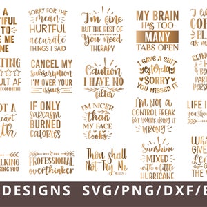 Sarcastische Svg Bundel, Grappige Citaten Svg Png, Sarcastische Svg Bestanden Silhouet, Cricut, Cameo, Digitaal, Sarcasme Svg, Shirt Bundel
